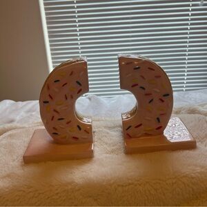 Glass, pastel donut bookends